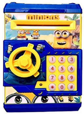 

Easy Way Cartoon Printed Money Safe Kids Piggy Savings ATM Bank with Electronic Lock Coin Bank Coin Bank(Yellow, Blue)