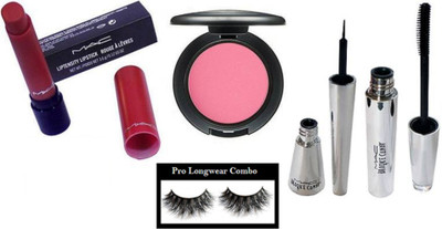 

pro longwear combo Eyelashes & Mac Liptensity Lipstick & Brooke Candy Eyeliner & Mascara & Pink Shade Blusher(Set of 5)