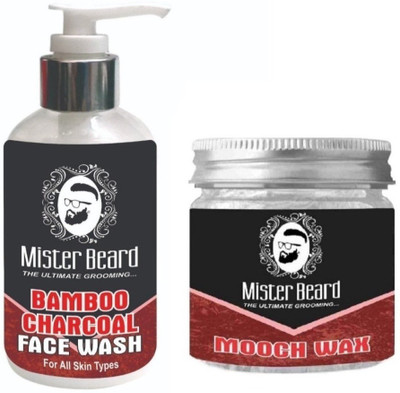 

MISTER BEARD Bamboo Charcoal Face Wash 200ml WITH Mooch Wax 100gm(Set of 2)