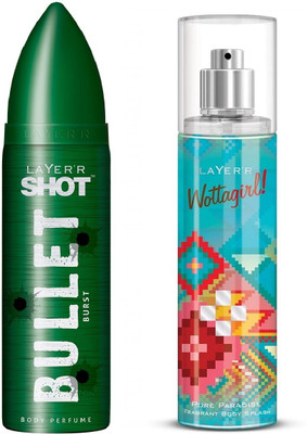 

Layer Bullet Burst 1Pc. 120ml & Pure Paradise 1Pc. 135ml Body Deodorant Spray(Set of 2)