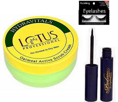 

ravishing Eyelashes, MAC padma eyeliner & oatmeal active scrub cream(Set of 3)