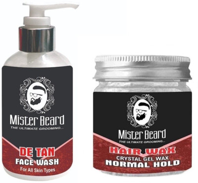 

MISTER BEARD De Tan Face Wash 200ml WITH Normal Hold Hair Wax 100gm(Set of 2)