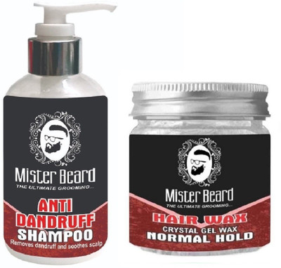 

MISTER BEARD Anti Dandruff Shampoo 200ml WITH Normal Hold Hair Wax 100gm(Set of 2)