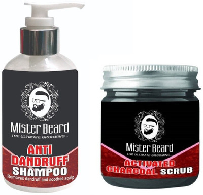

MISTER BEARD Anti Dandruff Shampoo 200ml WITH Charcoal Scrub 100gm(Set of 2)