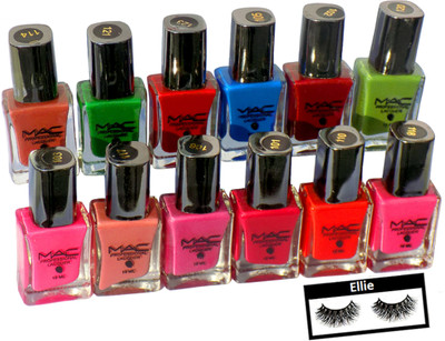 

ellie Eyelashes, Mac Professional Lacquer Nail Paint( Pack Of 12)(Set of 13)