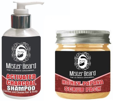 

MISTER BEARD Charcoal Shampoo 200ml WITH Charcoal Peel of Mask 100gm(Set of 2)