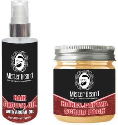 

MISTER BEARD Hair Growth Argan Oil 100ml WITH Charcoal Peel of Mask 100gm(Set of 2)