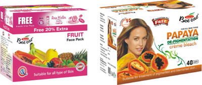 

BEEONE PAPAYA BLEACH CREAM,FRUIT FACE PACK COMBO PACK(370 GM PACK OF 2)(Set of 2)