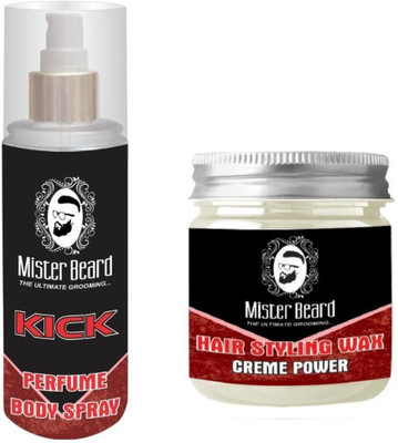 

MISTER BEARD Kick Perfume Body Spray 200ml WITH Hair Styling Wax 100gm(Set of 2)