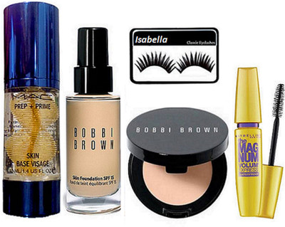 

ISABELLA Eyelashes & Bobbi Brown Skin Foundation & Corrector Concealer & Prep+Prime Primer & Maybelline The Magnum Mascara(Set of 5)