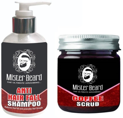 

MISTER BEARD Anti Hair Fall Shampoo 200ml WITH Coffee Scrub 100gm(Set of 2)