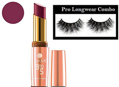 

pro longwear combo Eyelashes, Lakme 9to5 Crease-Less Lipstick(Set of 2)