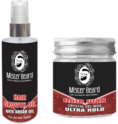 

MISTER BEARD Hair Growth Argan Oil 100ml WITH Hair Wax Ultra Hold 100g(Set of 2)