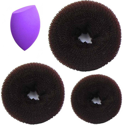 

Bella Hararo 4pc Set Hair Donut Cum Juda Puff, Hair Donut Bun Maker, Foundation Sponge Puff(Set of 1)