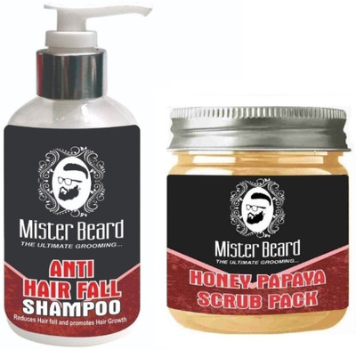 

MISTER BEARD Anti Hair Fall Shampoo 200ml WITH Charcoal Peel of Mask 100gm(Set of 2)
