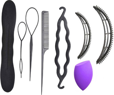 

Bella Hararo 8 Pc Set Hair Accessories, Hair Styling Tools With Foundation Spong Puff(Set of 1)