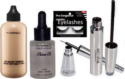 

pro longwear combo Eyelashes, Mac Face and Body Foundation, Brook Candy Eyeliner & Mascara, Primer Oil(Set of 5)