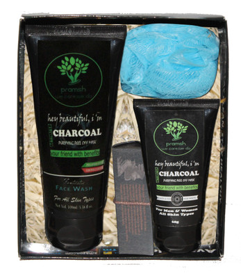 

PRAMSH Gift Pack Of Activated Charcoal Soap 100gm & Peel Off Mask 60gm & Face Wash 100gm & Loofa (Pack of 4)(Set of 4)