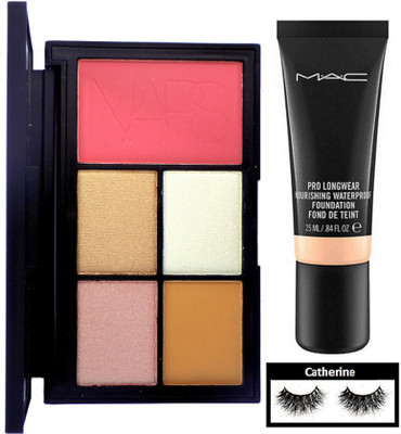 

catherine eyelashes, Nars blusher & eyeshadow palette, Pro long wear foundation(Set of 3)