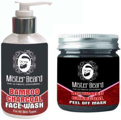

MISTER BEARD Bamboo Charcoal Face Wash 200ml WITH Charcoal Peel of Mask 100gm(Set of 2)