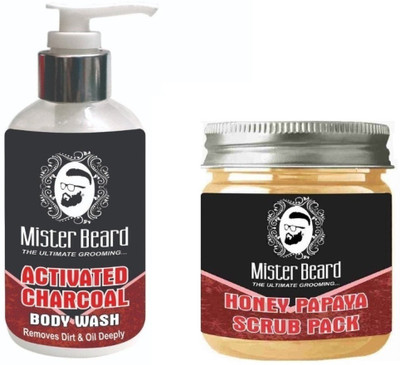

MISTER BEARD Charcoal Body Wash 200ml WITH Charcoal Peel of Mask 100gm(Set of 2)