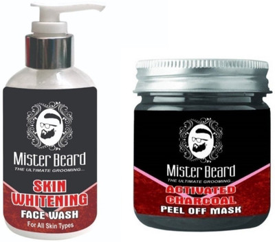 

MISTER BEARD Skin Whitening Face Wash 200ml WITH Charcoal Peel of Mask 100gm(Set of 2)