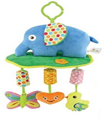 

BABY STATION Baby Crib & Stroller Plush Playing Toy Car Hanging Rattles (Elephant)(Blue)
