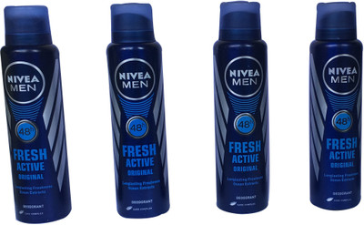 

Nivea FRESH ACTIVE PACK OF 4 Body Spray - For Women(600 ml, Pack of 4)