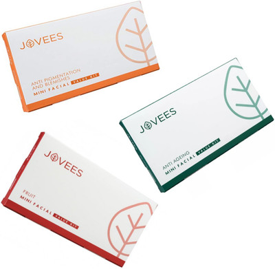 

Jovees Anti pigmentation and blemishes, Fruit, & Anti Ageing Mini Facial Value Kit. (Three flavour) 189 g(Set of 3)