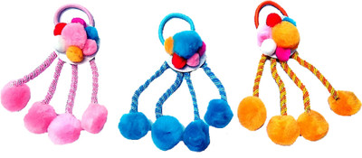 

Proplady Princess Combo (Pack of 3) Stylish Elastic Cotton Ponytail Band with Pom Pom Danglers|Latest Hair Accessories for Girls & Women Rubber Band, Hair Accessory Set, Braid Extension, Bun Clip(Multicolor)