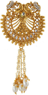 

Anuradha Art Jewellery Hair Brooch Bun Clip(Gold, White)
