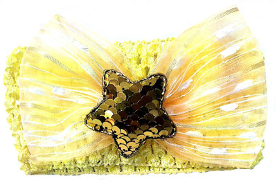 

Proplady Partywear Shimmery Star & Big Organza Bow Stud Princess Wide Head Band, Hair Band for Baby Girls & Girls|Latest Hair Accessories Head Band, Hair Band, Hair Chain, Hair Accessory Set(Yellow)