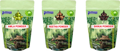 PMW Reetha Amla Shikakai Powder For Hairs - Reetha Powder 300 Grams - Shikakai Powder 300 Grams - Amla Powder 300 Grams(900 g)