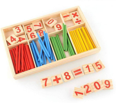 

Authfort Wooden Number Sticks Montessori Number Cards and Counting Rods with Box Mathematics Material Educational Toy for Kid Children Toddlers(Multicolor)