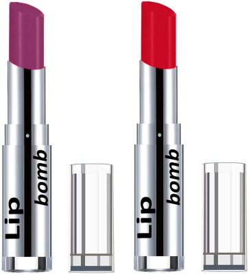 Color Fever Creamy Matte Passion Color with Semi Matte Finish Lipstick (Set of 2 Pcs)06-23(Purple, Red, 6.4 g)