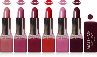 

Medin paris matte me lipstick cosmetics makeup combo set of 6(pink magenta hot chocolate red purple skin brown)