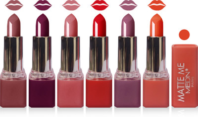 

Medin paris matte me lipstick cosmetics makeup combo set of 6(pink brown falsa carrat red violet orange)