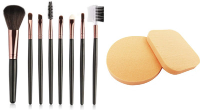 

NewveZ 8 PCS Makeup Brush Set With 2 Imported Make up Cosmetic Foundation Powder Puff Sponge(Pack of 10)