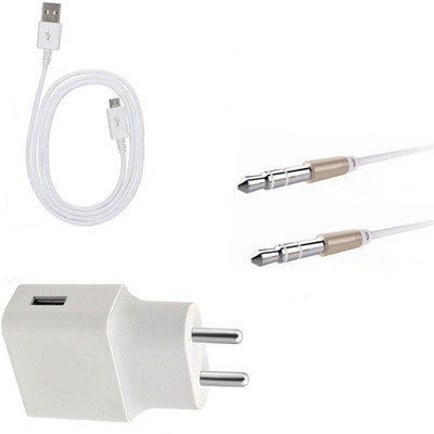 DAKRON Wall Charger Accessory Combo for Realme C1(White)