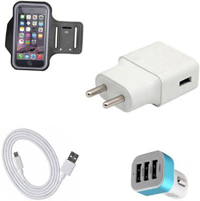 DAKRON Wall Charger Accessory Combo for Samsung Galaxy A6 Plus(White)