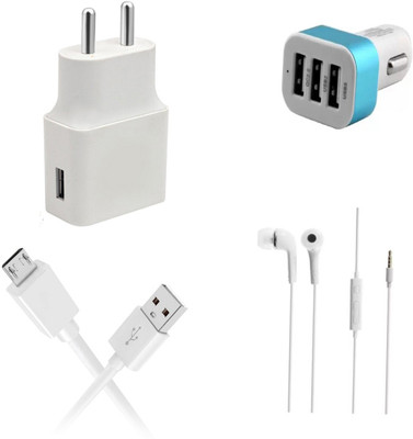 DAKRON Wall Charger Accessory Combo for OPPO F9(White)