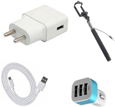 DAKRON Wall Charger Accessory Combo for Samsung Galaxy A6 Plus(White)