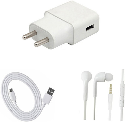 DAKRON Wall Charger Accessory Combo for Samsung Galaxy A6 Plus(White)