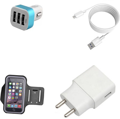 DAKRON Wall Charger Accessory Combo for Intex Staari 12(White)