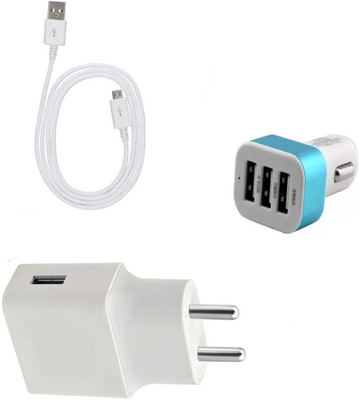 DAKRON Wall Charger Accessory Combo for Mobiistar E1 Selfie(White)