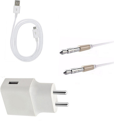 DAKRON Wall Charger Accessory Combo for Mobiistar E1 Selfie(White)