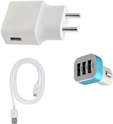 DAKRON Wall Charger Accessory Combo for Samsung Galaxy A7(White)