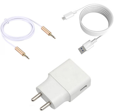 DAKRON Wall Charger Accessory Combo for Intex Staari 12(White)