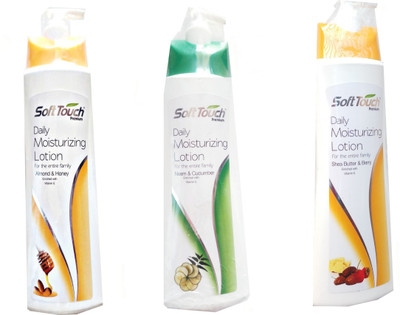 

Soft Touch Daily Moisturizing Lotion-Almond & Honey AND Neem & Cucumber AND Shea Butter & Berry Enriched With Vitamin E.(500 ml)