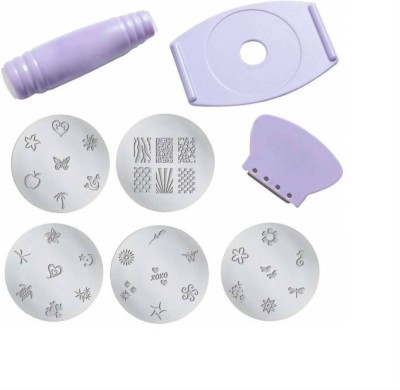 

Zahuu Professional Nail Polish Art Kit Decals Paint Stamp(Purple)